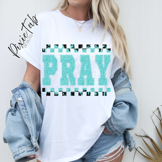 Teal Pray Digital Download PNG